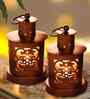 Set Of 2 Brown Metal Candle Tealight Holders