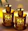 Set Of 2 Gold Metal Candle Tealight Holders