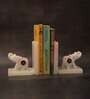 Lapis Lazuli Elephant Set Of 2 White Marble & Semi Precious Stone Bookends