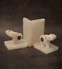 Lapis Lazuli Elephant Set Of 2 White Marble & Semi Precious Stone Bookends