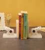 Lapis Lazuli Elephant Set Of 2 White Marble & Semi Precious Stone Bookends