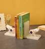 Lapis Lazuli Elephant Set Of 2 White Marble & Semi Precious Stone Bookends