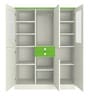 Lara Kids 3 Door Wardrobe with 2 Drawers & Glass Shutters in Mango Yellow & Green Colour