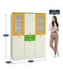 Lara Kids 3 Door Wardrobe with 2 Drawers & Glass Shutters in Mango Yellow & Green Colour