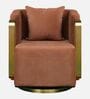 Larayne Velvet Upholstered  Swivel Barrel Chair In Light Brown color