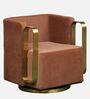 Larayne Velvet Upholstered  Swivel Barrel Chair In Light Brown color