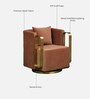 Larayne Velvet Upholstered  Swivel Barrel Chair In Light Brown color