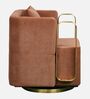 Larayne Velvet Upholstered  Swivel Barrel Chair In Light Brown color