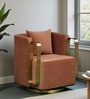 Larayne Velvet Upholstered  Swivel Barrel Chair In Light Brown color