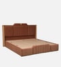 Larayne Velvet Upholstered King Size Bed In Light Brown color With Box Storage