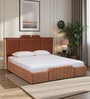 Larayne Velvet Upholstered King Size Bed In Light Brown color With Box Storage