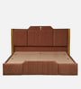 Larayne Velvet Upholstered King Size Bed In Light Brown color With Box Storage