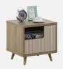 Larena Bedside Table In Sebastian Oak & Bamboo Flute Colour In Melamine Finish