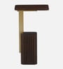 Larena Solid Wood End Table In Walnut & Brass Finish