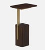 Larena Solid Wood End Table In Walnut & Brass Finish