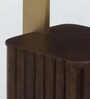 Larena Solid Wood End Table In White Colour & Walnut Finish With Porcelain Top