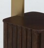 Larena Solid Wood End Table In White Colour & Walnut Finish With Porcelain Top