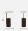 Larena Solid Wood End Table In White Colour & Walnut Finish With Porcelain Top