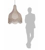 Large Beige Bell Scalloped Pendant Light with Tassels