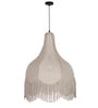 Large Beige Bell Scalloped Pendant Light with Tassels