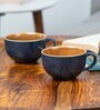 Large Ceramic Coffee Cup Set of 2 320ml Midnight Blue