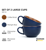Large Ceramic Coffee Cup Set of 2 320ml Midnight Blue