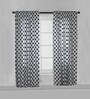 Large Dots Single Window Curtainin Black-Set of 2 pc