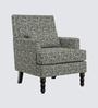Lark Walnut Finish Printed Canvas Geometry Arm Chair In Green Colour Lark Walnut Finish Printed Canvas Geometry Arm Chair In Green Colour