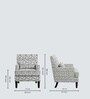 Lark Walnut Finish Printed Canvas Geometry  Arm Chair In White Colour
