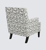 Lark Walnut Finish Printed Canvas Geometry  Arm Chair In White Colour