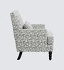 Lark Walnut Finish Printed Canvas Geometry  Arm Chair In White Colour