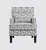 Lark Walnut Finish Printed Canvas Geometry  Arm Chair In White Colour