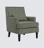 Lark Walnut Finish Printed Human Canvas Arm Chair In Green Colour Lark Walnut Finish Printed Human Canvas Arm Chair In Green Colour