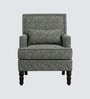 Lark Walnut Finish Printed Human Canvas Arm Chair In Green Colour Lark Walnut Finish Printed Human Canvas Arm Chair In Green Colour