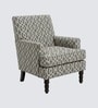 Lark Walnut Finish Printed Infinity Grid Arm Chair In Green Colour Lark Walnut Finish Printed Infinity Grid Arm Chair In Green Colour