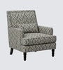 Lark Walnut Finish Printed Infinity Grid Arm Chair In Green Colour Lark Walnut Finish Printed Infinity Grid Arm Chair In Green Colour