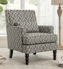 Lark Walnut Finish Printed Infinity Grid Arm Chair In Green Colour Lark Walnut Finish Printed Infinity Grid Arm Chair In Green Colour