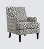 Lark Walnut Finish Printed Infinity Grid Arm Chair In White Colour Lark Walnut Finish Printed Infinity Grid Arm Chair In White Colour