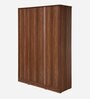 Larry 3 Door Wardrobe In High Gloss White And Walnut Finish With Drawer