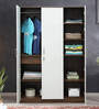 Larry 3 Door Wardrobe In High Gloss White And Walnut Finish With Drawer