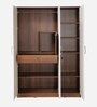 Larry 3 Door Wardrobe In High Gloss White And Walnut Finish With Drawer