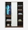 Larry 3 Door Wardrobe In High Gloss White And Walnut Finish With Drawer