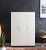Larry 3 Door Wardrobe In High Gloss White And Walnut Finish With Drawer