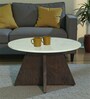 Larvotto Mango Wood Coffee Table With White Marble Top In Dark Walnut Finish