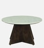 Larvotto Mango Wood Coffee Table With White Marble Top In Dark Walnut Finish