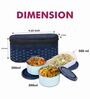 Lattice Blue Plastic & Steel 3Pcs Microwave safe Lunch Box