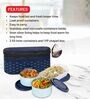 Lattice Blue Plastic & Steel 3Pcs Microwave safe Lunch Box