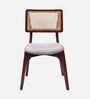 Lattice Teak Wood Dining Chair In Brown Beige Finish