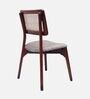 Lattice Teak Wood Dining Chair In Brown Beige Finish