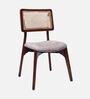 Lattice Teak Wood Dining Chair In Brown Beige Finish